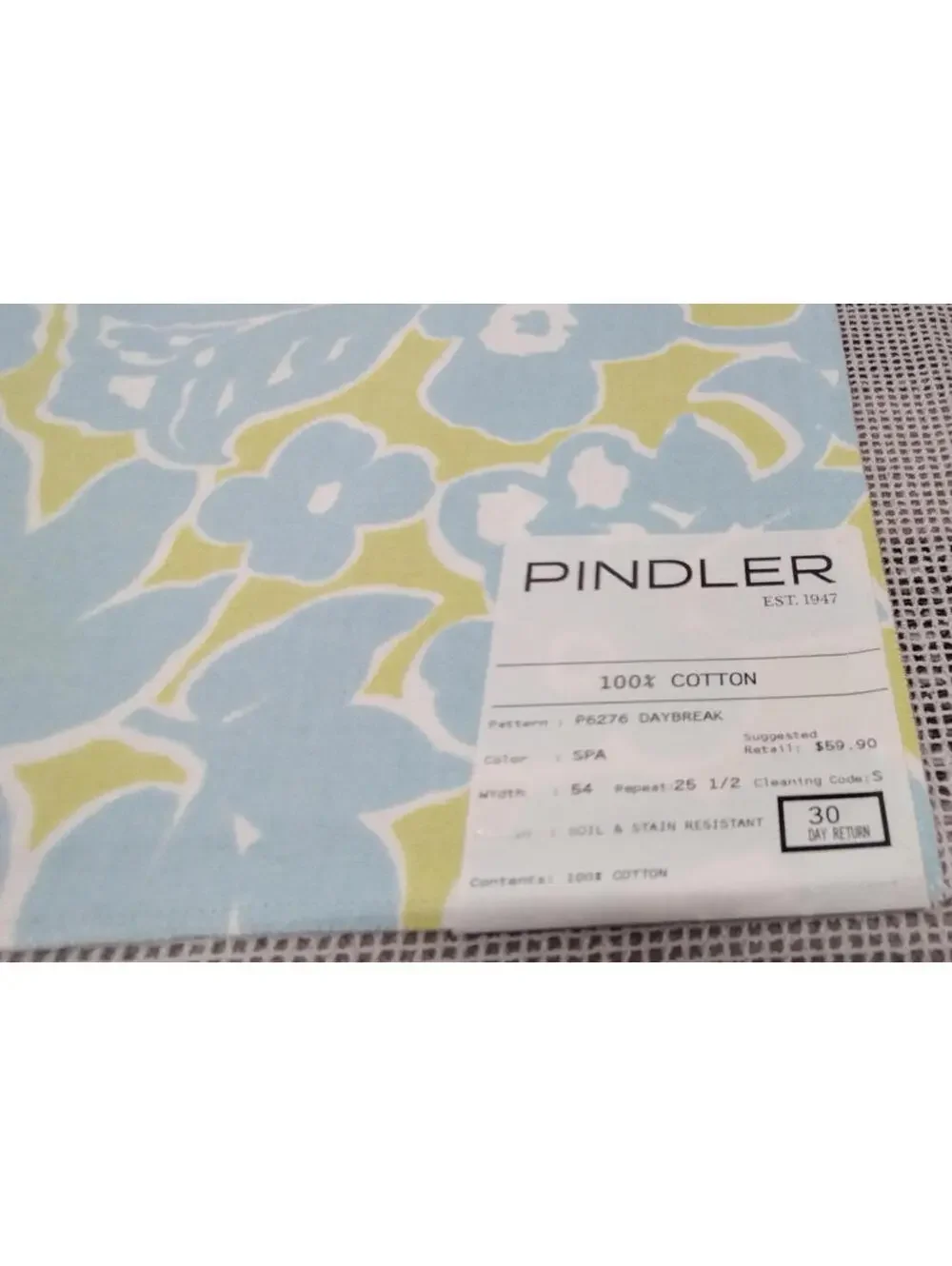 Pindler 100% Cotton Chartreuse Pop Art Blue Designer Fabric Sampler 23.5 x 24 in